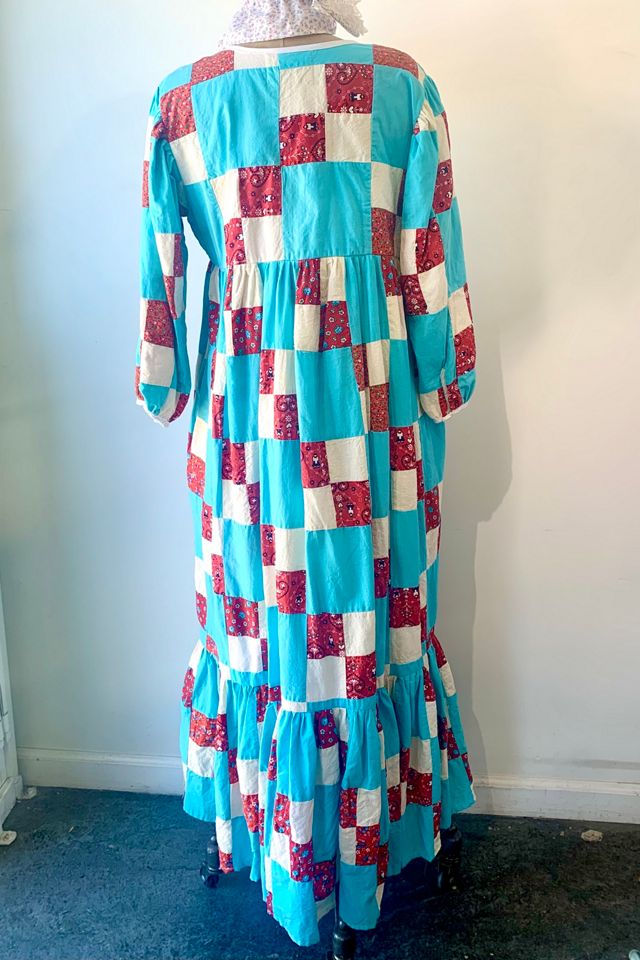 Farewell Francis Camilla Aqua and Red Patchwork Dress Selected by The Curatorial Dept. #1