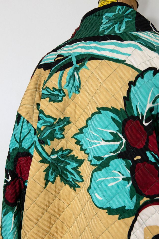 Vintage 1980s Vegetable Print Quilted Silk Jacket Selected by SwaneeGRACE #1