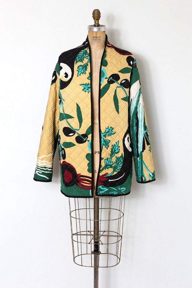 Vintage 1980s Vegetable Print Quilted Silk Jacket Selected by SwaneeGRACE #2