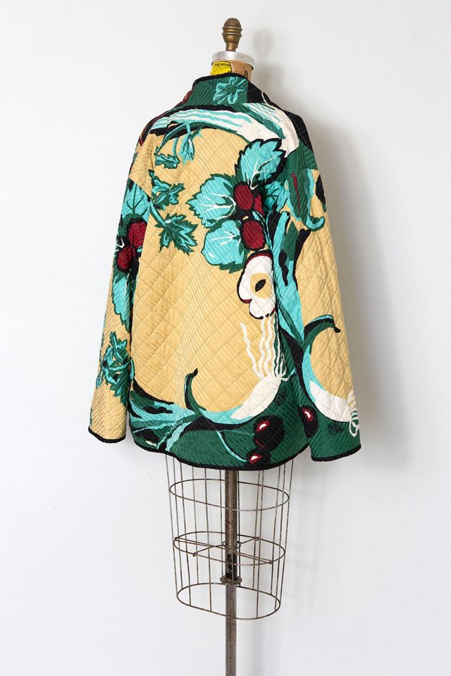 Vintage 1980s Vegetable Print Quilted Silk Jacket Selected by SwaneeGRACE #3