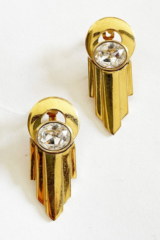 Vintage Givenchy Modernist Deco Gold Post Earrings Selected by FernMercantile