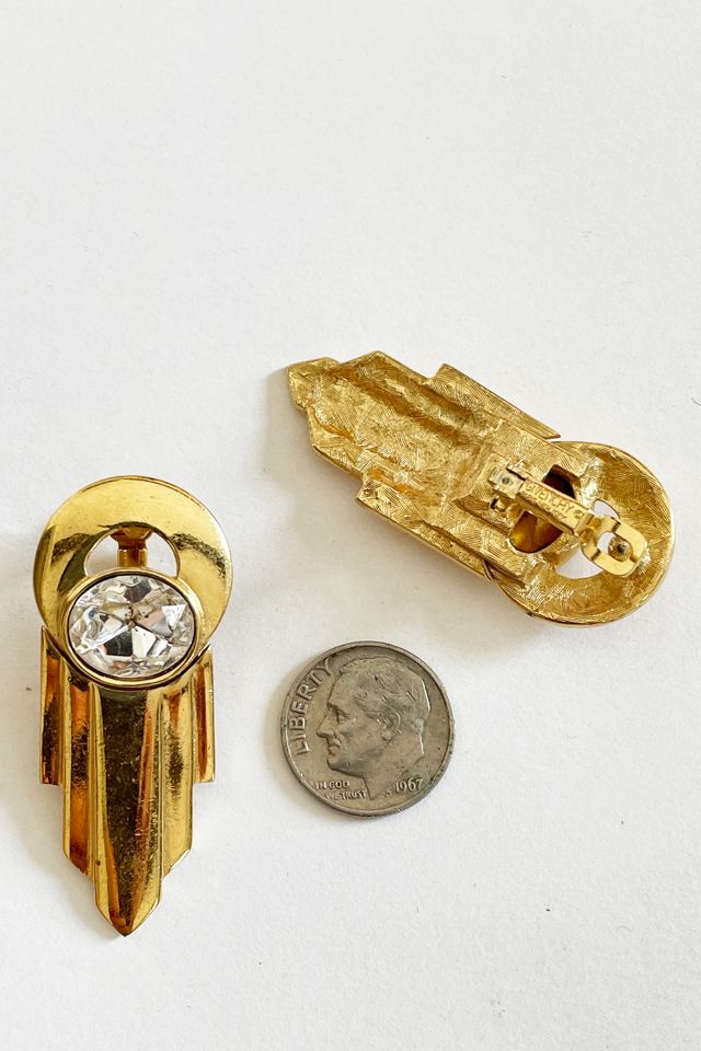 Vintage Givenchy Modernist Deco Gold Post Earrings Selected by FernMercantile #2