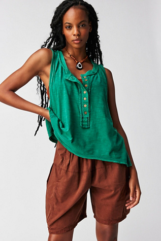 We The Free Josie Henley Tank at Free People in Golf Green, Size: XS