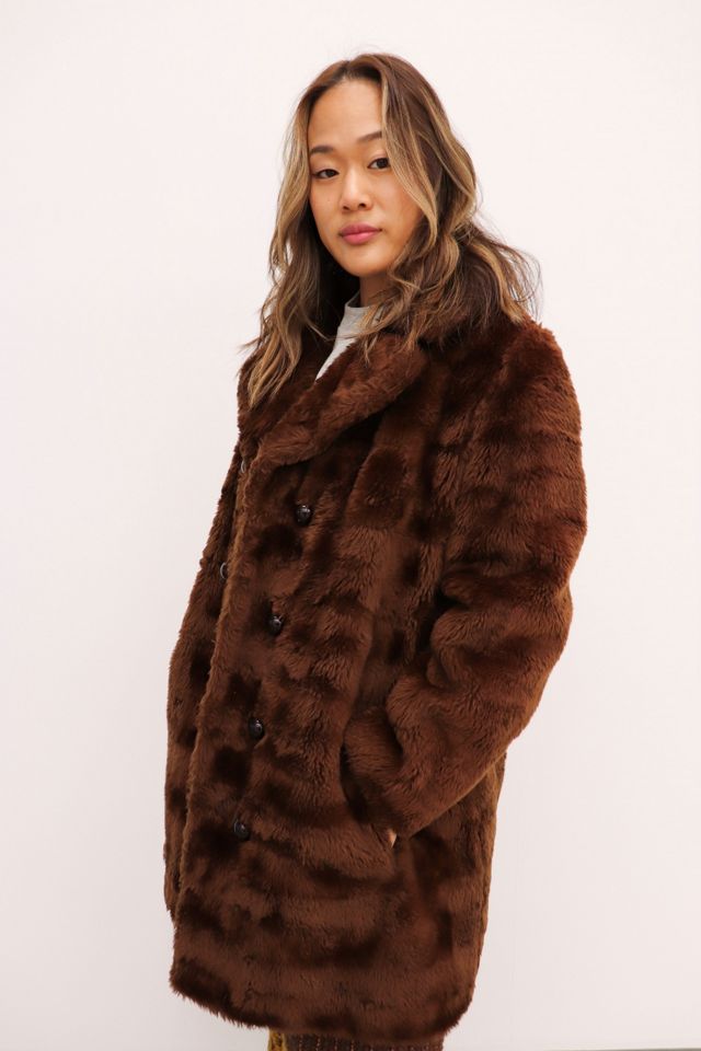 Double breasted clearance faux fur coat