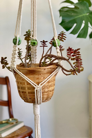 Macramé by Monday Vintage Bead Plant Hanger