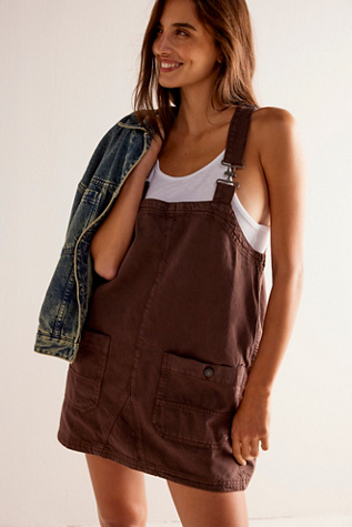 We The Free Overall Smock Mini Top at Free People in Mocha, Size: Large