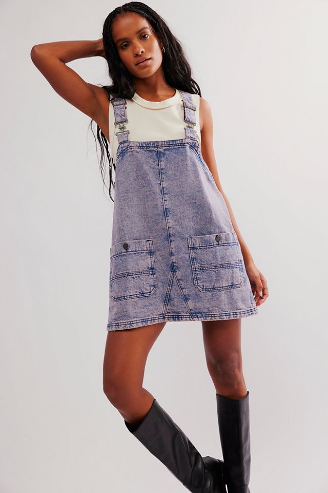 Denim overall clearance skirt red