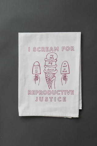 Overseasoned Ice Cream for Reproductive Justice Tea Towel at Free People in White