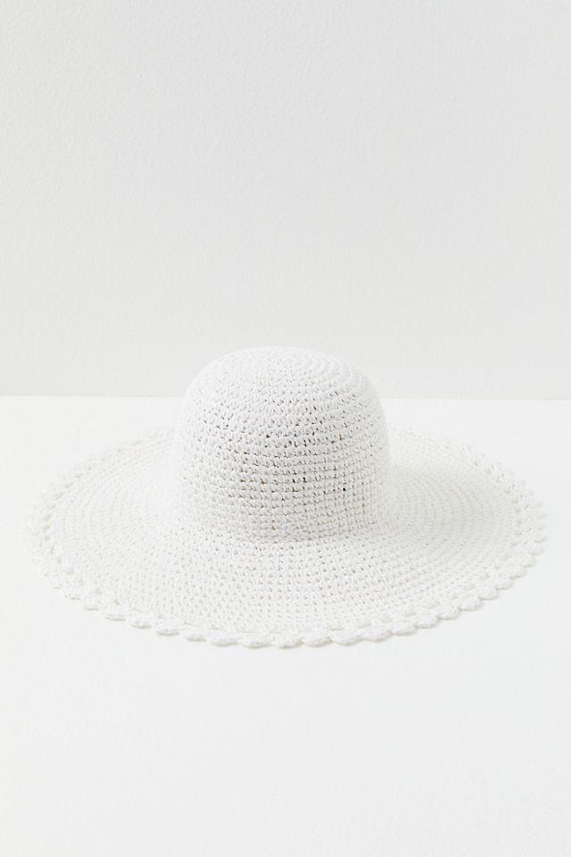 FREE PEOPLE Amelia Scalloped Crochet Sun Hat White Women main image 3