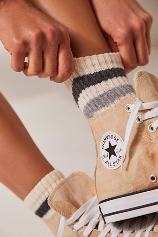 Retro Shortie Crew Socks by American Trench at Free People in Light + Dark Heather Grey