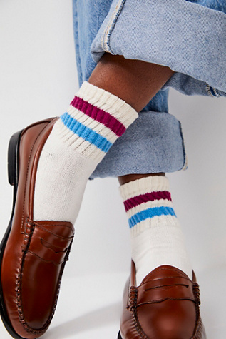 Retro Shortie Crew Socks by American Trench at Free People in Sky Berry