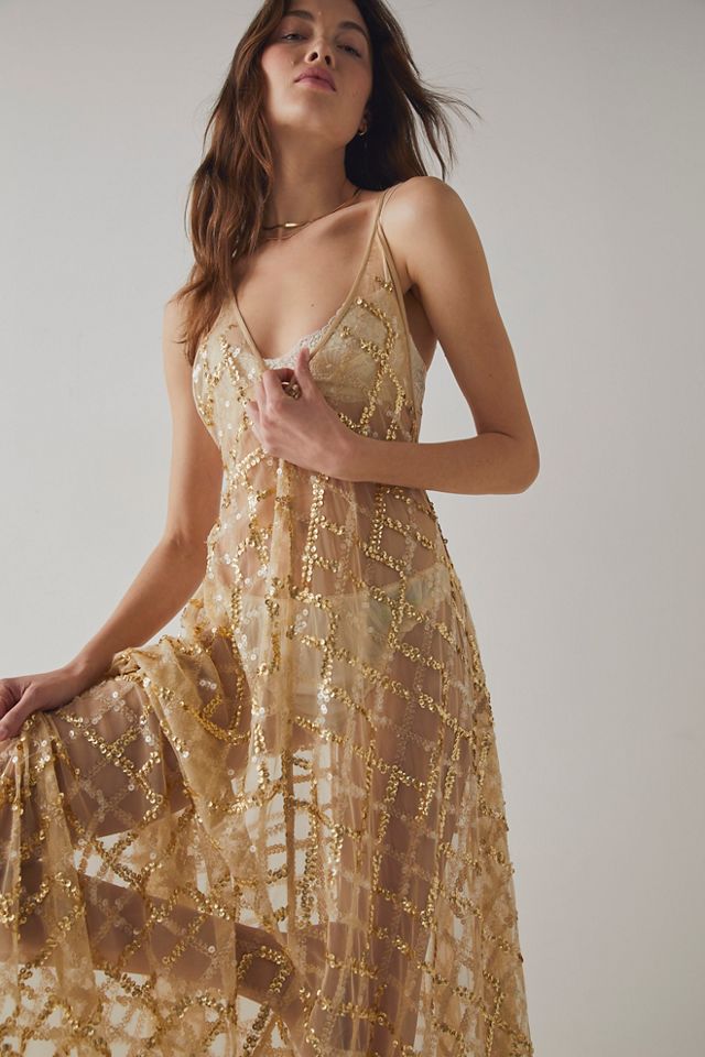 Free people 2024 gold dress