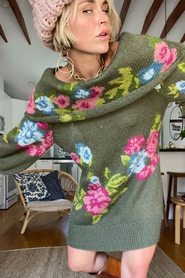 Vintage Floral Oversized Sweater Selected by Kikos Kloset
