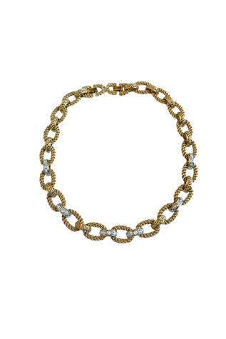 Vintage 1980s Gold Link Rhinestone Necklace Selected by SharpLilTeeth