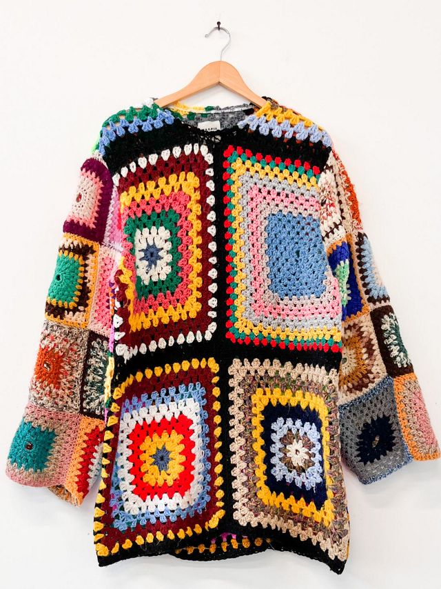 Magpie Vintage Gigi Pastel Orange Square Crochet Jumper Dress | Free People