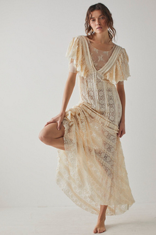 free people lace ruffle dress Free People Falling Sun Midi Dress  100% Cotton