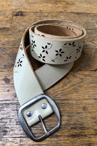 1960s White Leather Floral Belt Selected by Cherry | Free People display picture 2