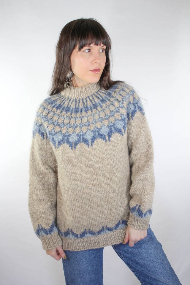 Vintage Icelandic Thick Knit Winter Wool Sweater Selected By Moons + Junes Vintage