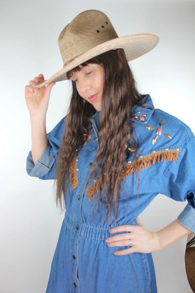 Vintage Western Palm Woven Ranger Cowboy Hat Selected By Moons + Junes Vintage #1