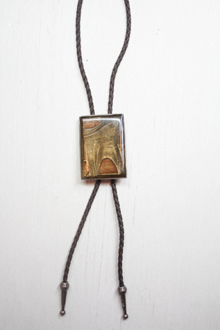 Handcrafted Vintage Cast Bronzed Abstract Brooch Bolo Tie Selected By Moons + Junes Vintage