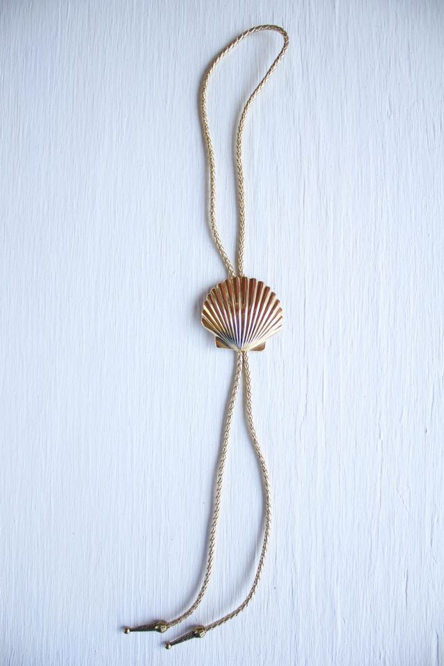 Vintage Gold Shell Bolo Tie Statement Necklace Selected By Moons + Junes Vintage #2