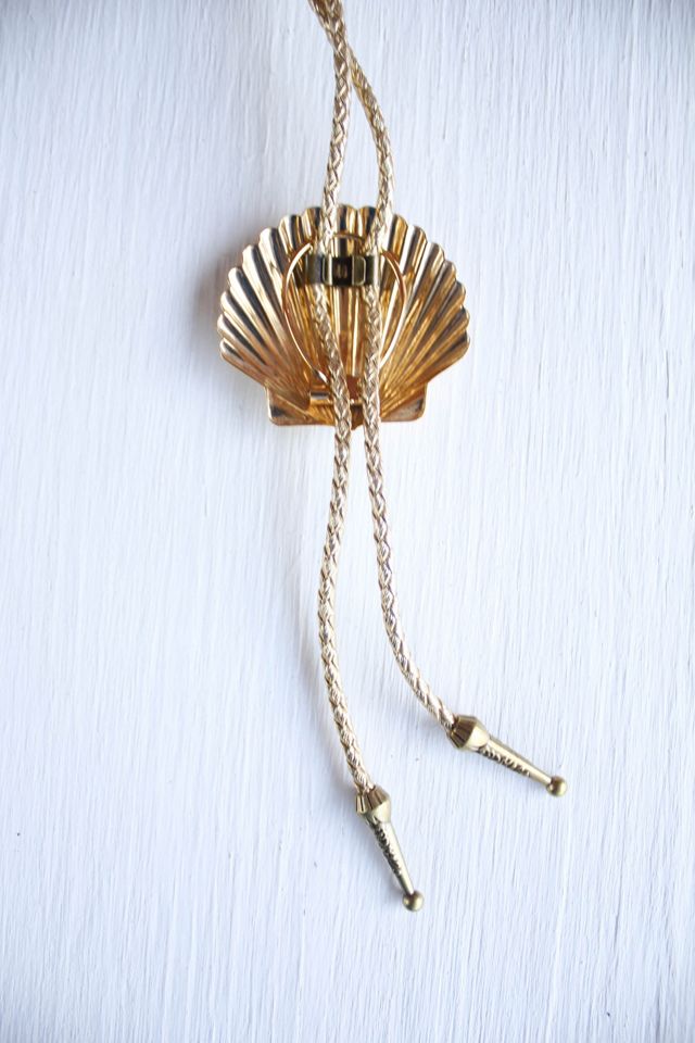 Vintage Gold Shell Bolo Tie Statement Necklace Selected By Moons + Junes Vintage #3