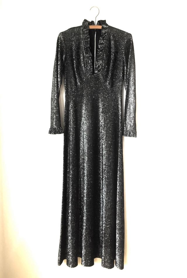 1970s Balmain Maxi Dress in Cream and Gold Lurex main image 1