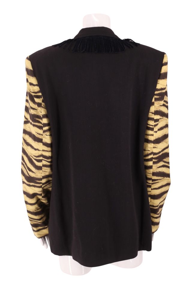 1990s Cache Fringed Tiger Stripe Oversized Blazer Jacket Selected By Ritual Vintage #1