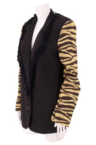 1990s Cache Fringed Tiger Stripe Oversized Blazer Jacket Selected By Ritual Vintage