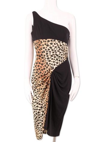 1970s One Shoulder Leopard Print Disco Dress Selected By Ritual Vintage
