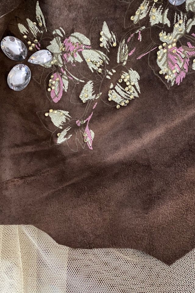 1990s Suede Bouquet Print Skirt With Tulle Hem Selected By Ritual Vintage #3