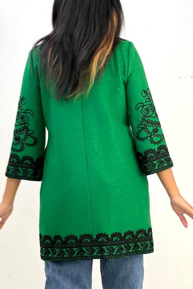 Vintage Heavily Embellished Sweet Green Dress Coat Selected by Anna Corinna #1