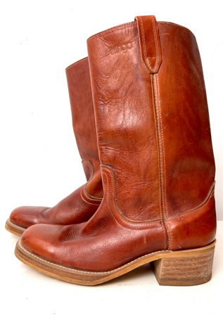 Vintage Dingo Leather Campus Boots Wood Stacked Heel Selected by