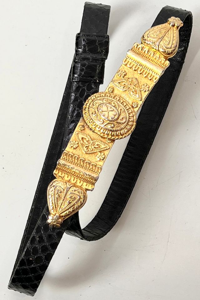 Vintage Alexis Kirk Leather Belt with Gold Statement Buckle Selected by Anna Corinna #1