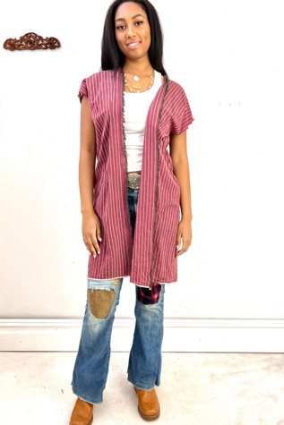 Anna Corinna Striped Merlot Smock Jacket