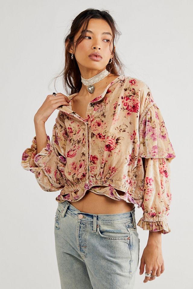 Waist-Defined Ruffle-Trim Top