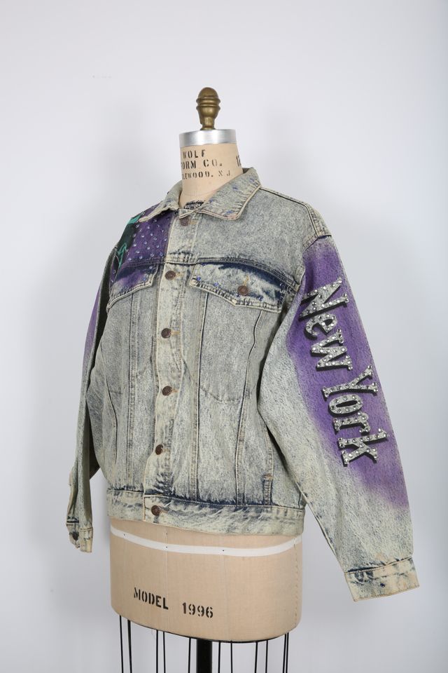 Vintage New York Acid Wash Denim Handpainted Jacket Selected by Love Rocks  Vintage