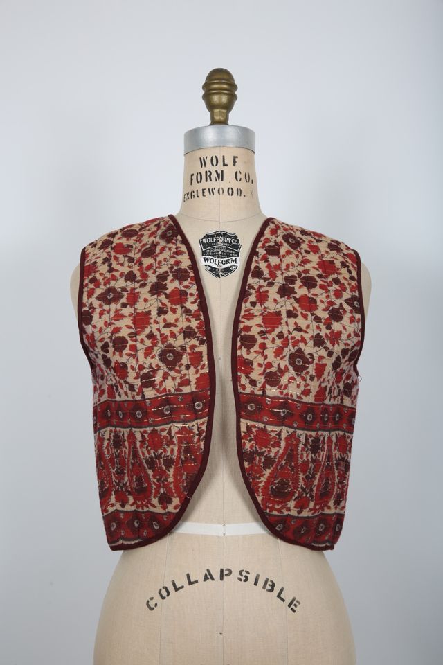archiアーキ BLOCK PRINT QUILTED VEST Vintage Floral & Paisley Block Print Quilted Vest Selected by Love