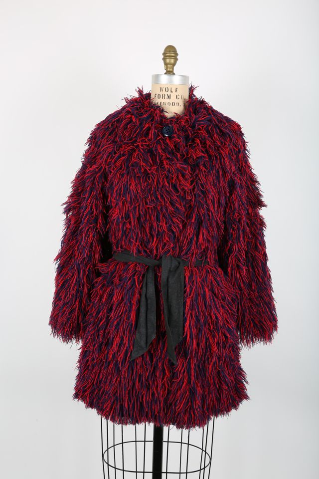 Vintage Navy & Red Shaggy Coat Coat Selected by Love Rocks Vintage