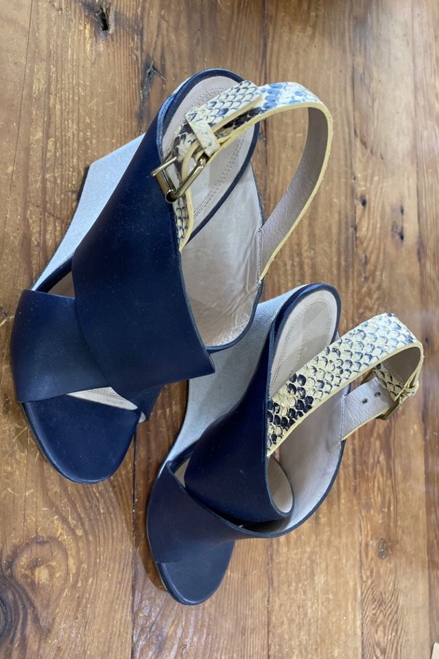 Celine Navy Leather Wedges Selected by The Curatorial Dept. #1