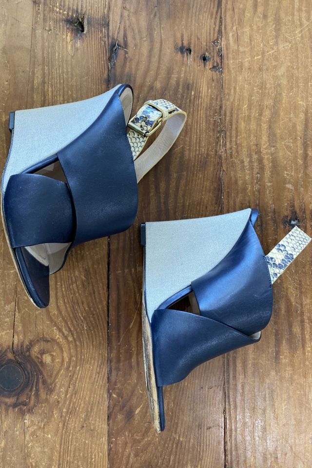 Celine Navy Leather Wedges Selected by The Curatorial Dept. #2