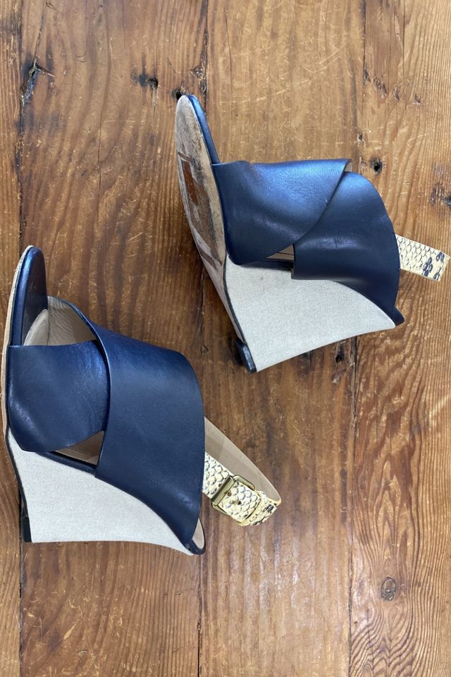 Celine Navy Leather Wedges Selected by The Curatorial Dept. #3