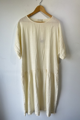 Black Crane Pale Yellow Linen Dress Selected by The Curatorial Dept