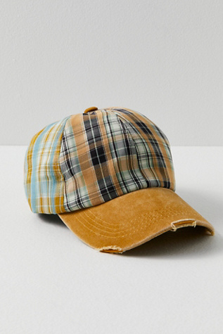 Crossroads Mixed Plaid Baseball Hat at Free People in Camel Combo