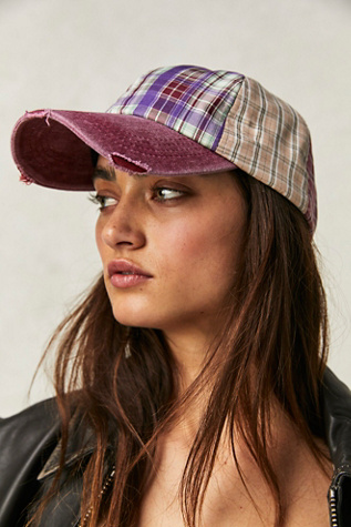 Crossroads Mixed Plaid Baseball Hat at Free People in Berry Combo