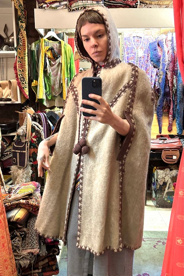 Vintage Whipstitch Wool Poncho Selected by Nomad Vintage | Free People