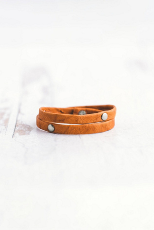 Giving Bracelets Brushed Silver Double Warrior Wrap Bracelet at Free People in Orange