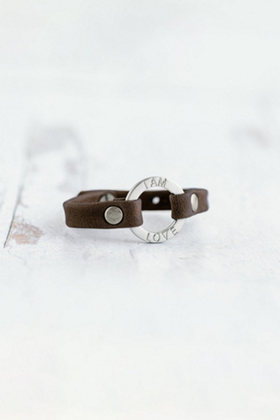 Giving Bracelets Brushed Silver I Am Love Mantra Bracelet at Free People in Brown