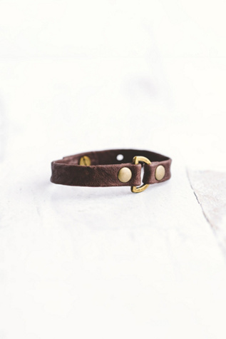 Giving Bracelets Antique Brass Do Good Leather Bracelet at Free People in Brown