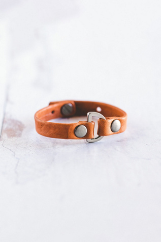 Giving Bracelets Brushed Silver Do Good Leather Bracelet at Free People in Orange